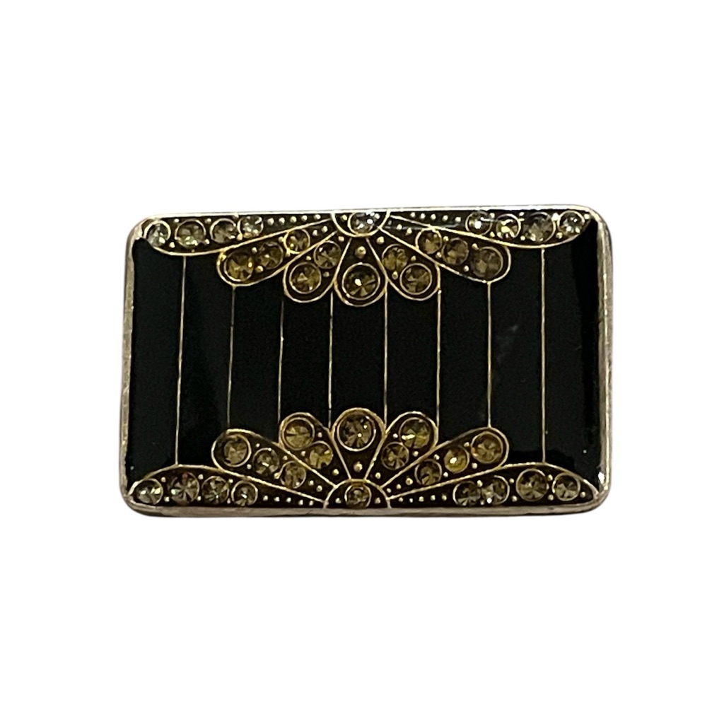 Catherine Popesco France Elegant Black And Gold Brooch Pin Deco Vintage